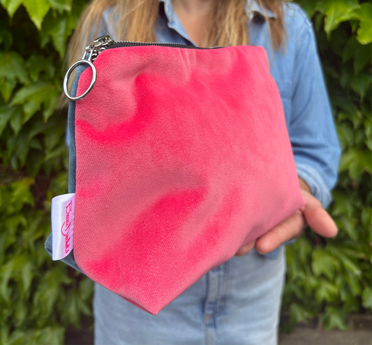 Small Pouch - Pink & Blue Velvet